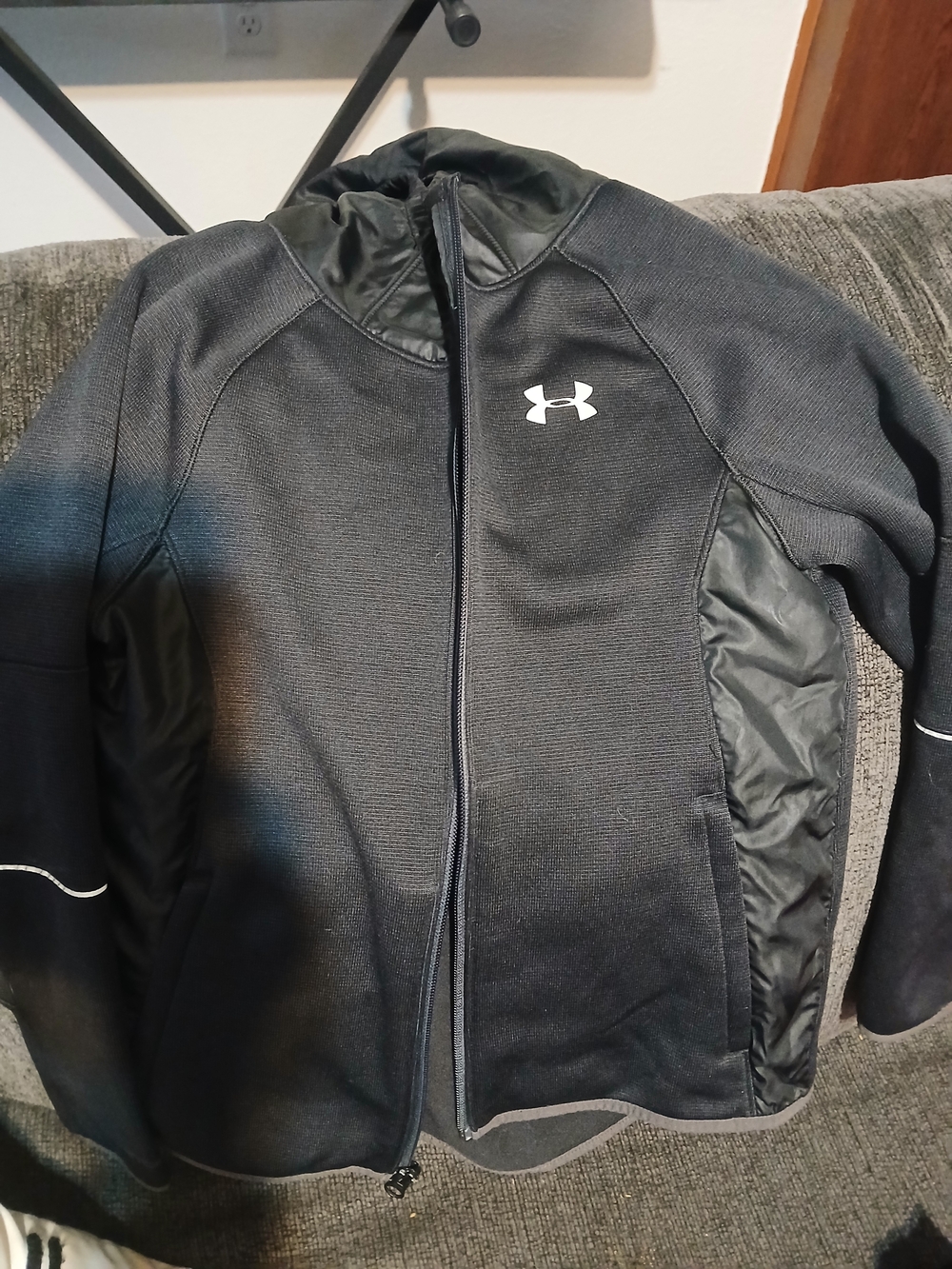 Under Armour Boys  Black Hooded Performance Jacket with Logo
